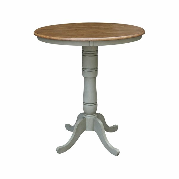 International Concepts Round Pedestal Table, 36 in W X 36 in L X 41.1 in H, Wood, Distressed Hickory/Stone K41-36RT-6B-2